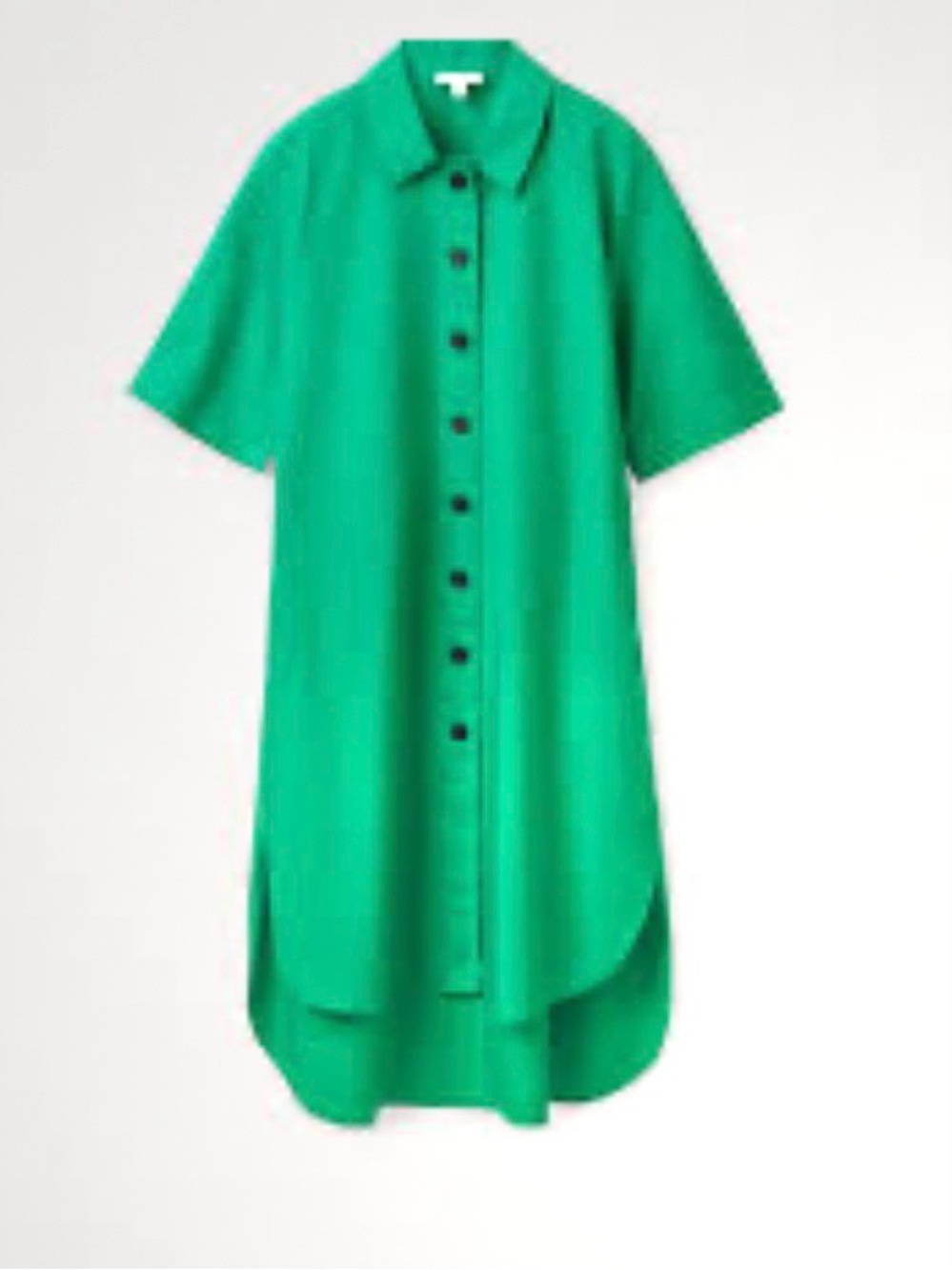 COS Teal Button-Front High-Low Shirt Dress